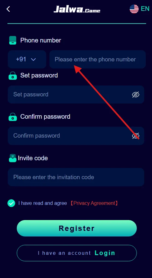 Enter your mobile number